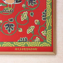 Load image into Gallery viewer, Hanging scroll with mandarin duck and arabesque design on red ground