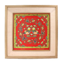 Load image into Gallery viewer, Hanging scroll with mandarin duck and arabesque design on red ground