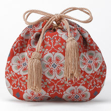 画像をギャラリービューアに読み込む, ミニ巾着 花鳥梅花文錦