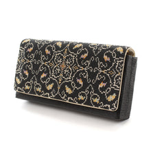 画像をギャラリービューアに読み込む, ビーズバッグ 葡萄唐草文錦(黒)