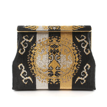 画像をギャラリービューアに読み込む, ビーズバッグ 円文白虎錦(黒)