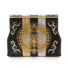 画像をギャラリービューアに読み込む, ビーズバッグ 円文白虎錦(黒)