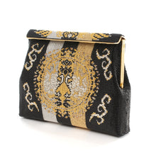 画像をギャラリービューアに読み込む, ビーズバッグ 円文白虎錦(黒)