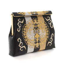 画像をギャラリービューアに読み込む, ビーズバッグ 円文白虎錦(黒)