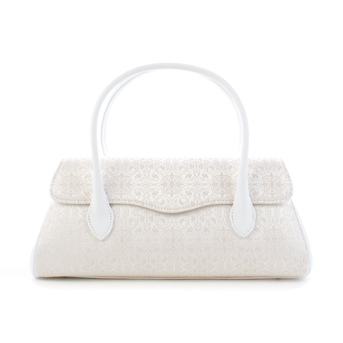 Handbag Hanneri, grape arabesque brocade, white small silver [WEB Limited].