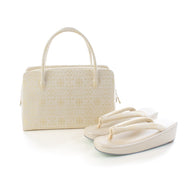 Zori with grape arabesque design, brocade (white small gold)