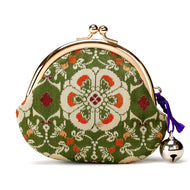 鈴付コイン入　花鳥梅花文錦