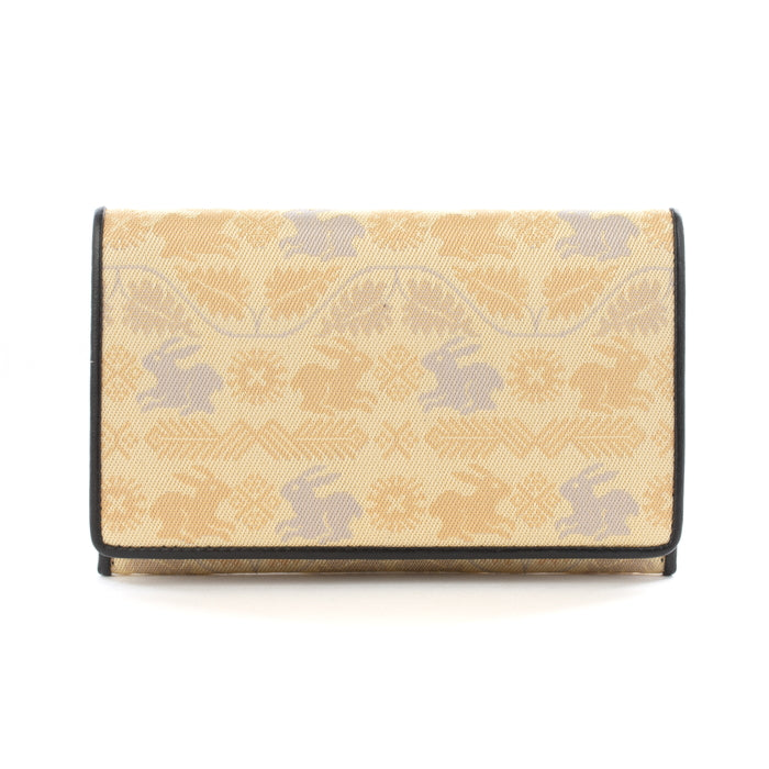 Leather-lined business card case, Swedish flower rabbit